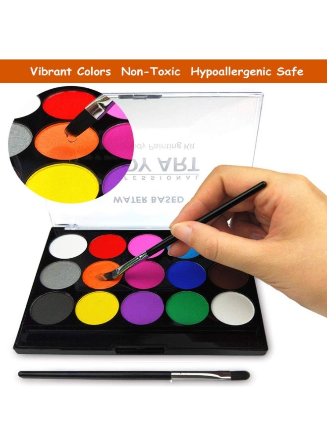 FAYET Face Painting Kit for Kids, 15-Color Safe Water-Based Palette with Stencils and Brushes, Non-Toxic Washable Hypoallergenic Makeup for Parties and Festivals - Image 5